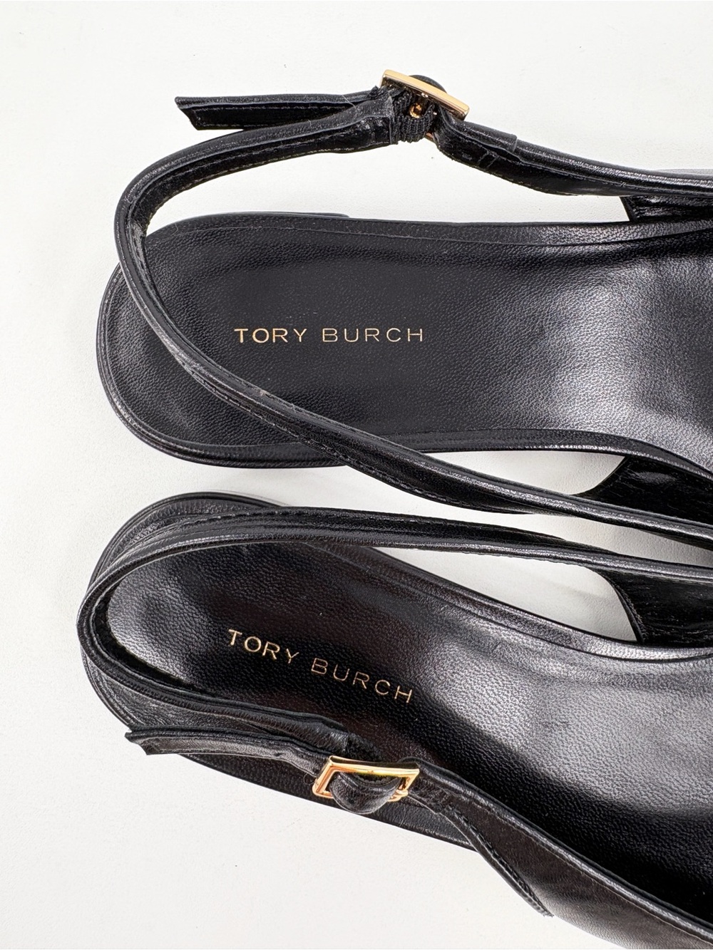 TORY BURCH Black Leather Cap Toe Slingback Ballet Flats 8.5 - Picture 14 of 16